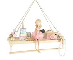 Wandregal Regalbox Hausform Wanddekoration Wandregal Schweberegal Holz Quaste Wandboard Schaukel Wandregal Wandboard Regal Hängeregal Bücherregal Ornament Mit Perlen String （TIPPE A）