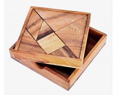 Logica Spiele Art. Tangram - 100 Puzzle in 1 - Denkspiel aus Edlem Holz - Erziehungsspiel - Lernspiele - Knobelspiel
