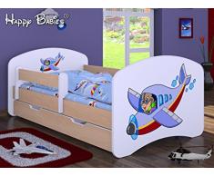 HB Kinderbett mit Matratze und Bettkasten - NEU FLUGZEUG Birne (180x90cm mit Schublade)