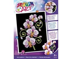 MAMMUT 8011939 Sequin Art Paillettenbild Orchidee, Steckbild Kreativset, Komplettset mit Styropor Rahmen, Bildvorlage, Pailletten, Steckstiften, Anleitung, Bastelset für Kinder ab 6 Jahre