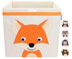 GLÜCKSWOLKE Aufbewahrungsbox Kinder I Spielzeug Kiste mit Deckel und Griffen I Spielzeugbox ( 33x33x33 ) zur Aufbewahrung im Kallax Regal I Waldtiere Motiv Fuchs für Kinderzimmer (Willi Wildfuchs)