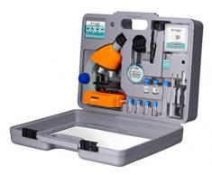 Bresser Junior Mikroskop 40x-640x mit LED-Durchlichtbeleuchtung mit Batteriebetrieb und umfangreichen Zubehörpaket für Kinder und Einsteiger, orange