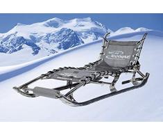 Runwave Premium (Edelstahl Hochglanz) Rodel Schlitten Bob Rodelgaudi Gaudirodel Rodelbahn für bis 2 Personen, für Zwei, bis 140 Kg belastbar, Präzise Spurtreue, Sitzkomfort und Robust