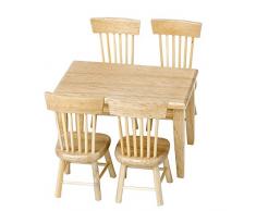 DIYARTS Puppenhaus DIY Holz Set Möbel Dinette Puppenstuben Mini Stuhl Tisch Modell Platz Dinette Taschen Spielzeug