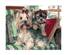ZHAOSHOP ölgemälde malen nach zahlenDog Room Decor Malen Für Wohnzimmer Bild Nach Zahlen Malen Nach Zahlen Hunde Ausmalbilder Digitales Ölgemälde (40X50 cm) Ohne Rahmen dfkdfd135