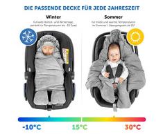 Zamboo Baby Einschlagdecke mit Füßen - Winter - gefütterte Decke für Babyschalen/Autositze (passend für Maxi-Cosi, Cybex, Römer) und Kinderwagen, mit Kapuze und Tasche - Grau