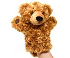 Lashuma Theaterpuppe Plüschtier Bär, Teddy Handpuppe Braun, Weiches Kuschelbärchen als Kasperlefigur Größe 25 cm