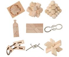 Bartl 111021 9 Knobelspiele aus Holz und Metall Sortiert im Spar-Knobel-Pack für Erwachsene und Kinder