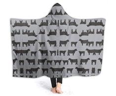 Merryfull Rinder- und Kuh-Kapuzen-Decke Tragbarer Kuschel-Kapuzen-Bademantel Spa Black Ultra Soft Blanket Bathrobe