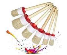 Mengger Wachs Pinsel Rundpinsel Kreide Detail Bürsten Weiches Haar Borsten für Farbe Möbelwachs schule Home Decor Chic Restaurierungsprojekte Auto Reinigung Räder Armaturenbrett Innen Aussen 6 Stück