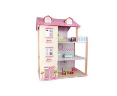 small foot 3126 Puppenhaus Rosa aus Holz, inkl. 21 Möbelstücken, 3 Etagen, mit drehbarem Sockel, ab 3 Jahren