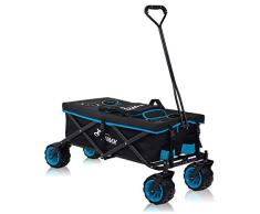 SAMAX Bollerwagen Handwagen Kühltasche Gartenwagen Strandwagen Klappbar Faltbarer Bollerwagen Transportwagen Offroad Cool - Schwarz/Blau