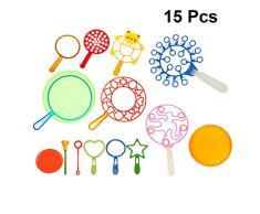 Wakauto 15pcs Seifenblasen Set für Kinder,Große Seifenblasenstäbe, Kinder Seifenblasen Set Multibubbler,Bubble Blowing Tool,Buntes Seifenblasen Spielzeug Set Sortiment an Seifenblasen Stab für Kinder
