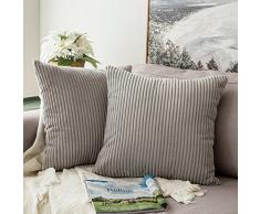 MIULEE 2er Set Kordsamt Zierkissenbezug ohne Füllung-Zierkissenhülle Dekorative Kissenbezug Dekokissen Kissenhülle mit Verstecktem Reißverschluss 16x16 Zoll 40 x 40 cm Hellgrau