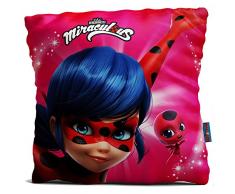 Miraculous Mädchen-Kissen Ladybug 40x40 cm großes Deko-Kissen Auto-Kuschel-Kissen Zierkissen Schmusekissen Kopfkissen Wende-Kissen Marinette Adrien Agreste Lady Bug Cat Noir Paris zur Bettwäsche