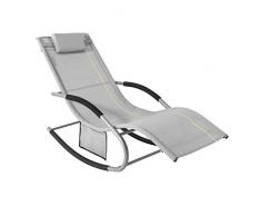 SoBuy OGS28-HG Swingliege Schaukelliege Sonnenliege Liegestuhl Gartenliege mit Tasche Gewebe in grau