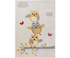 benuta Kinderteppich Fröhliche Eule Beige 160x230 cm | Teppich für Spiel- und Kinderzimmer