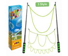 E-Know Riesenseifenblasen-3 Stile Seifenblasen-Stab für Seifenblasen Partei-Edelstahl machte das teleskopische Entwurfs-einfache Tragen für Garten Spielzeug Outdoor Spielzeug（MEHRWEG）