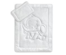 Oeko-Tex Kinder Bettdecken Set mit süßer Elefantensteppung 40x60 + 100x135 cm kochfest 95° C