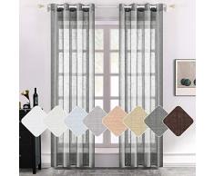 MIULEE 2er Set Voile Vorhang Sheer Leinenvorhang mit Ösen Transparente Leinen Optik Gardine Ösenschal Wohnzimmer Fensterschal Luftig Lichtdurchlässig Dekoschal für Schlafzimmer 245 x 140cm (H x B)