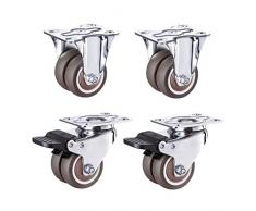 Castors RollenräDer Gummi-Rollen 1,5 Zoll 2 Zoll Feste Platte MöBel Universalrad Doppelrollen Gummi Schwenken ZubehöR Bremse Stille Zum Krippe Wagen Tabelle 40 Mm 50 Mm