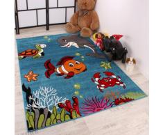 Paco Home Kinderteppich Clown Fisch Aqua Kinderzimmer Teppich In Türkis Grün Creme Pink, Grösse:80x150 cm