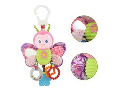 Goodbox Baby Spielzeug, Hochwertiges Kleinkindspielzeug Plüschrassel mit Ringen zum Beißen, Greifen und Knistern, Spiegel für Babys Kleinkinder - ab 0 -24 Monat (Schmetter)