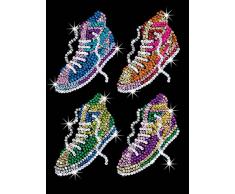 MAMMUT 8031514 - Sequin Art Paillettenbild Sneaker, Steckbild, Bastelset mit Styropor-Rahmen, samtige Bildvorlage, Pailletten, Steckstiften und Anleitung, für Kinder ab 8 Jahre