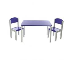 Momo for kids Kindersitzgruppe set Fabio XL Farbe Violet | Sitzgarnitur für Kinder 1X Kindertisch und 2X Kinderstuhl | Weis und Limone Grün | Jungen un Mädschen Kinderzimmer