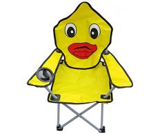 Fachhandel Plus Kinder-Faltarmlehnstuhl mit Getränkehalter DIN EN71 Kinderstuhl Campingstuhl Gartenstuhl Angelstuhl Strandstuhl Verschiedene lustige Motive wählbar, Motiv:Ente