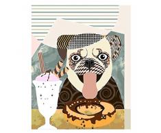 WYTCY Ohne Frame Hunde ausmalbilder Bunter Hund Abstrakte Malerei DIY Digitale Malerei Nach Zahlen Moderne Tiere Home Wandkunstwerk Bild 40x50cm