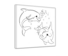 Bilderdepot24 Delphine - Ausmalbild auf Leinwand, aufgespannt auf Rahmen - Quadrat-Format - 30x30 cm - eigene Herstellung, faire Produktion in Deutschland