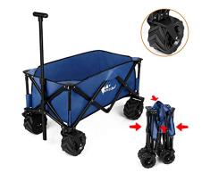 amzdeal Bollerwagen Faltbar mit Verbesserte Reifen Hergestellt aus Hochwertigem PU-Material, 1 cm Dicke Stahlhalterung, 6000D Doppelschicht-Oxford-Stoff, alle Gelände geeignet, für den Außenbereich