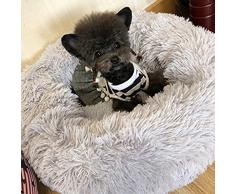 KongEU Rundes Ultra Weicher Plüsch Kuschelkissen für Welpen,Katze,weiches Hundesofa,Kuschel-Nest,Bett für kleine und mittelgroße Hunde und Katzen,waschbar-L:70CM-hellgrau