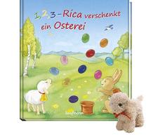 1, 2, 3 - Rica verschenkt ein Osterei mit Stoffschaf: Funkel-Bilderbuch mit Glitzersteinen
