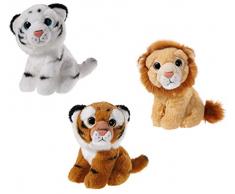 Heunec 519909 Plüschtier, Set, Löwe, Tiger, Pandabär, braun/schwarz/weiß