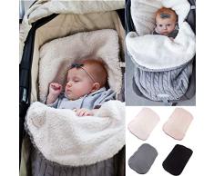 Dickes Baby Swaddle Wrap Stricken weiche warme Fleecefutter Schlafsack Windeln Decke Kinderwagen Schlaf Sack (Color : White)