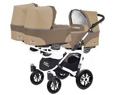 Trippy Drillingswagen Geschwisterwagen Kombi Kinderwagen 2in1 Baby Wanne und Sportwagen weiß