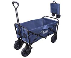 Sable SA-HF021 Bollerwagen Faltbarer Handwagen Transportwagen Gartenkarre Faltwagen für Outdoor/Festivals/Camping, bis 100 kg belastbar, 102 x 52 x 76 bis 101 cm, Optimierte Version (Blau)