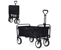 COSTWAY Bollerwagen klappbar, Handwagen mit Flaschenhalter, Transportwagen Rollwagen, Strandwagen 150kg Tragkraft, Gartenwagen Ideal zum Einkaufen, Strandausflug, schwarz