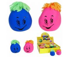 6 x Knautschgesicht 7cm, mit Wollhaaren, Stressball, Knetball, Antistressball
