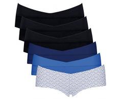 Intimate Portal Damen Wiege Schwangerschafts Unterwäsche Umstands Unterhosen Umstandsslips aus Baumwolle 6er Pack L Blau Blau Wellen Trio Schwarz