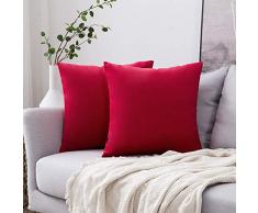 MIULEE 2er Set Samt Kissenbezug Kissenhülle Dekorative Kissenbezug Dekokissen Sofakissen Lendenkissen Wurfkissenbezug Kissenhülle Petrol 16 x 16 inch 40 x 40 cm Rot