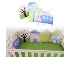 Babybett Nestchen - Baby Krippe Stoßfänger - Bettumrandung Baby - Kopfschutz Nestchen Stoßschutz für Kinderzimmer Bettwäsche Kinderbett Sicherheit Zaun Buggy Stoßstangen Zimmer Decor - 5PCS