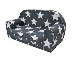 MuseHouse Kinderschlafsofa Kindersofa mit Bettfunktion Couch Kindermöbel Ausklapp Kindersessel, zum Schlafen und Spielen - 2 Sitzer (Stars-S108)
