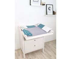 ULLENBOOM ® Wickelauflagenbezug 75x85 cmWaldtiere Petrol (Made in EU) - Bezug für Wickelauflage, Baby Überzug für Wickelunterlage aus Baumwolle, Wickelbezug für Wickeltisch, Motiv: Sterne, Punkte