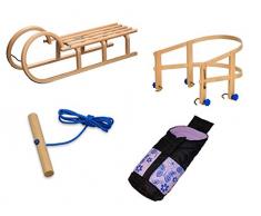 Colint Holzfee Hörnerschlitten 110 cm Holzschlitten Schlitten Holz Rodel Hörner HCL 40100 (XXL Set 110)