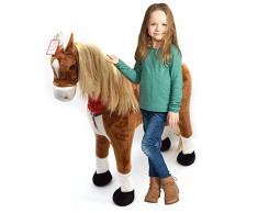 XXL Plüschpferd 105cm - Elsa, das riesige Reitpferd für Kinder, ein tolles Stehpferd Spiel-pferde XXL Pferd zum Draufsitzen inkl. kleiner Bürste, 100kg Tragkraft - ein Kindertraum für Mädchen! Farbe: braun/blonde Mähne