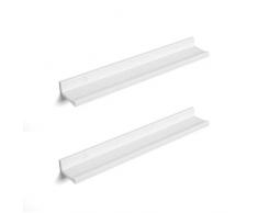 SONGMICS Wandregal 2er Set, 2 Schweberegale mit Hochglanzlackierung, 60 x 10 cm, Wandboard für Bilderrahmen und Bücher, einfache Montage, MDFweiß LWS60WT