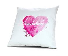 Kopfkissen mit Namen Kuschelmaus - Motiv Painted Heart, 40 cm, 100% Baumwolle, Kuschelkissen, Liebeskissen, Namenskissen, Geschenkidee